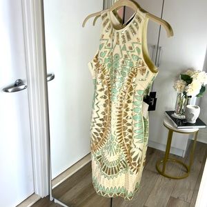 NWT Lulu’s I’m With You Cream Sequin Sleeveless Bodycon Dress